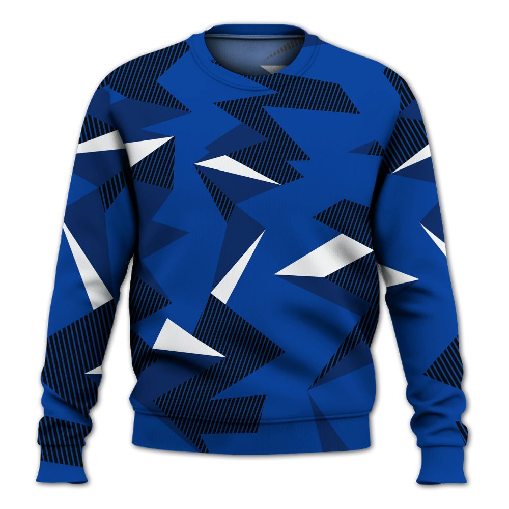 Sweatshirt To Match Hyper Royal 12s - Geometric Camouflage Pattern All Over Print