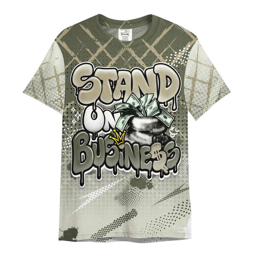 Shirt To Match Low OG Medium Olive 1s - Halftone Stand Business Dripping All Over Print