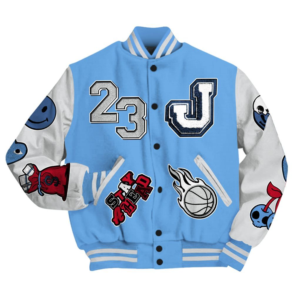Varsity Jacket To Match University Blue 6s - Hustles Money Number 23 All Over Print