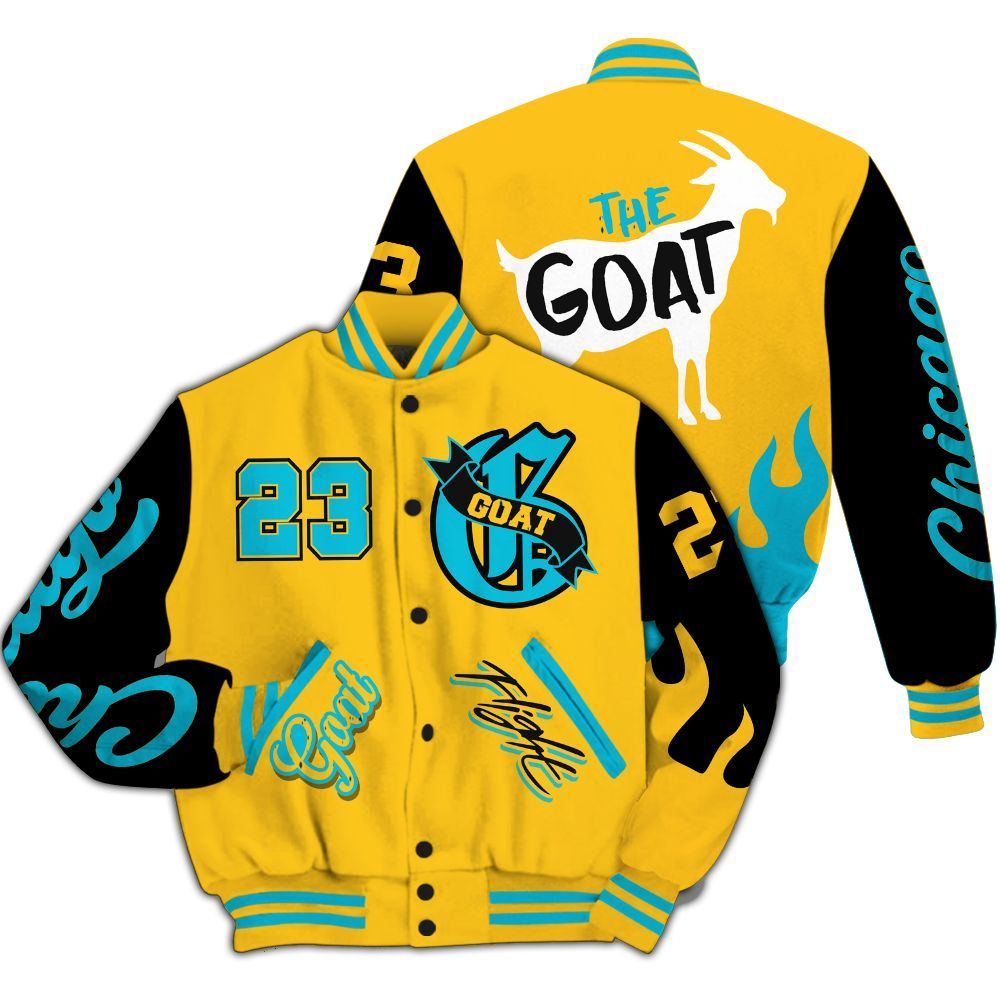 Varsity Jacket To Match Retro Aqua 5s - The G.O.A.T Flight Streetwear All Over Print