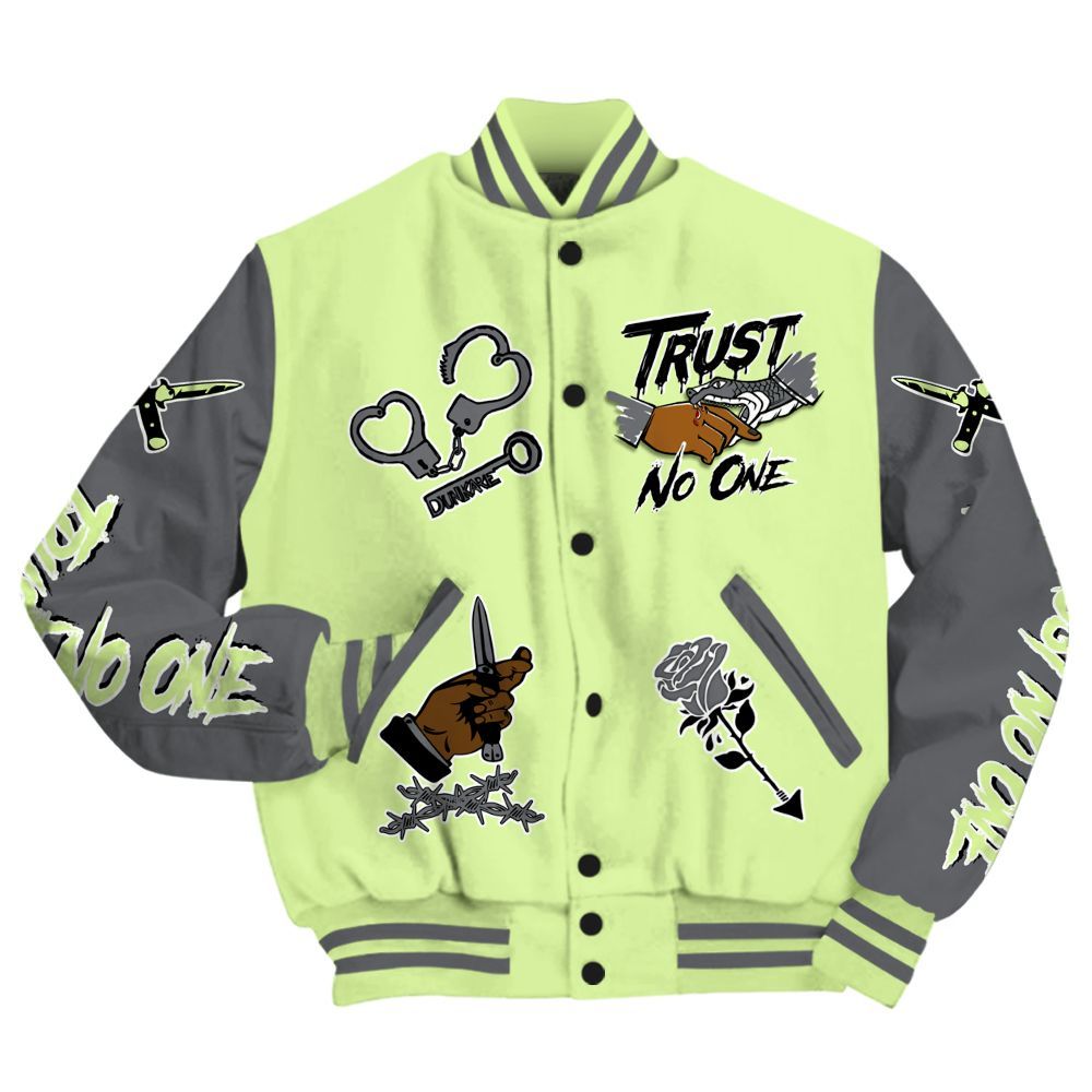 Varsity Jacket To Match Smoke Grey Volt TR 1s - Trust No One Dripping All Over Print