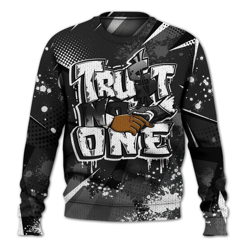 Knitted Sweater To Match Black Cat 3s - Poly Trust No One Dripping