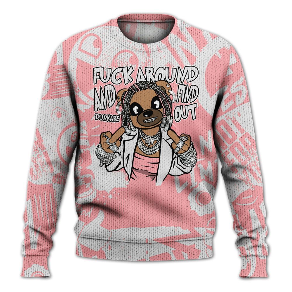 Knitted Sweater To Match Retro Wings 3s - F#ck Around Bear Bear Monogram Graffiti