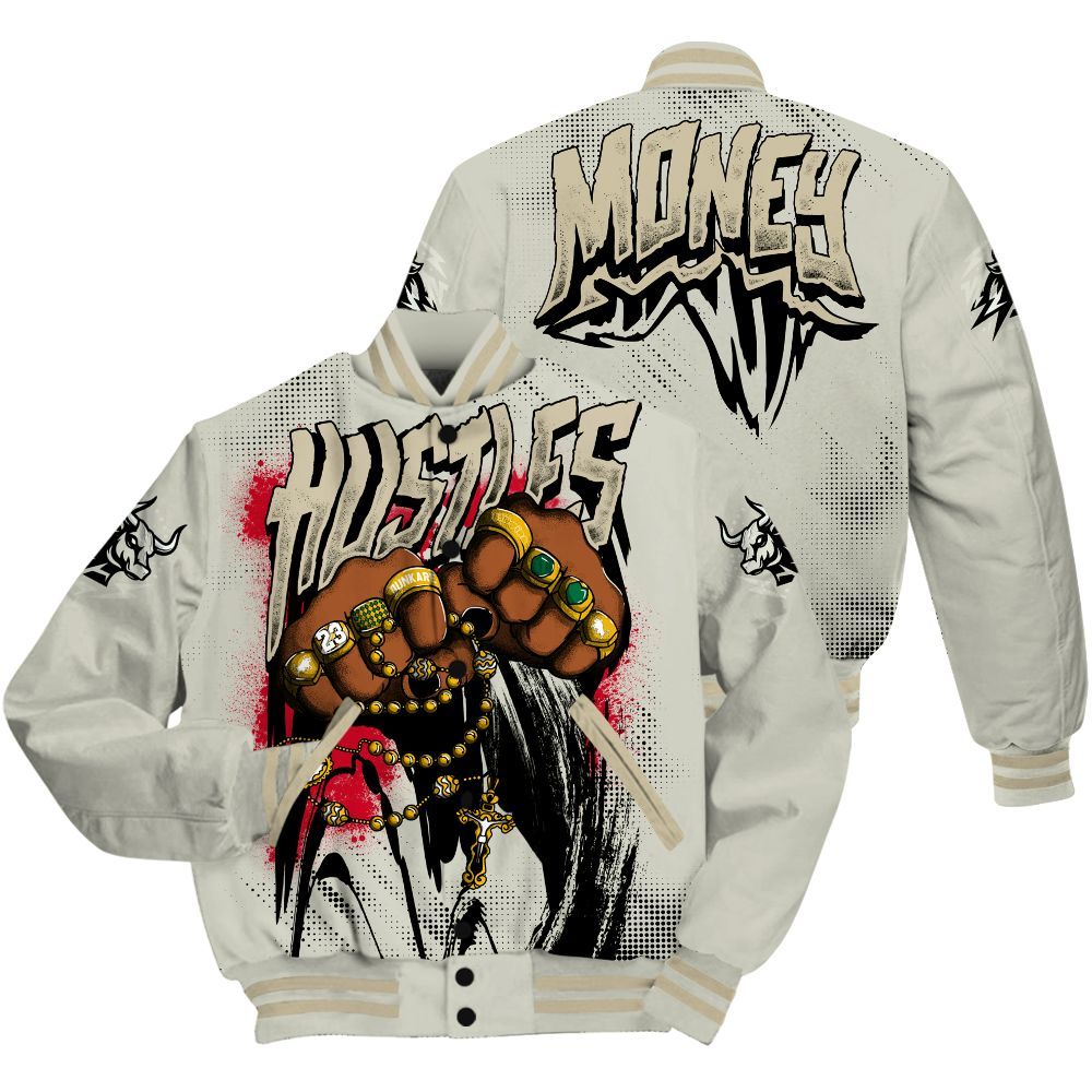 Varsity Jacket To Match El Grito 5s - Hustle Make Money All Over Print