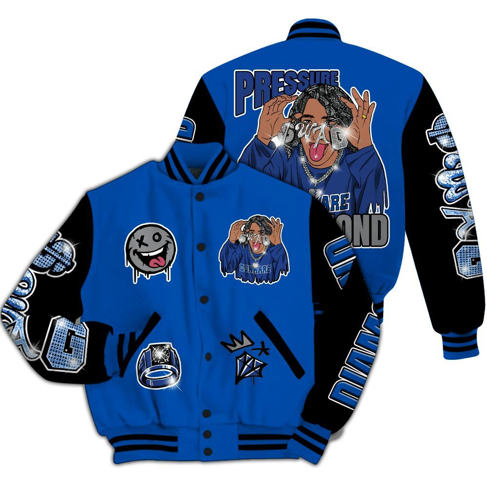 Varsity Jacket To Match Racer Blue 5s - Pressures Makes Varsity Jacket To Match All Over Print