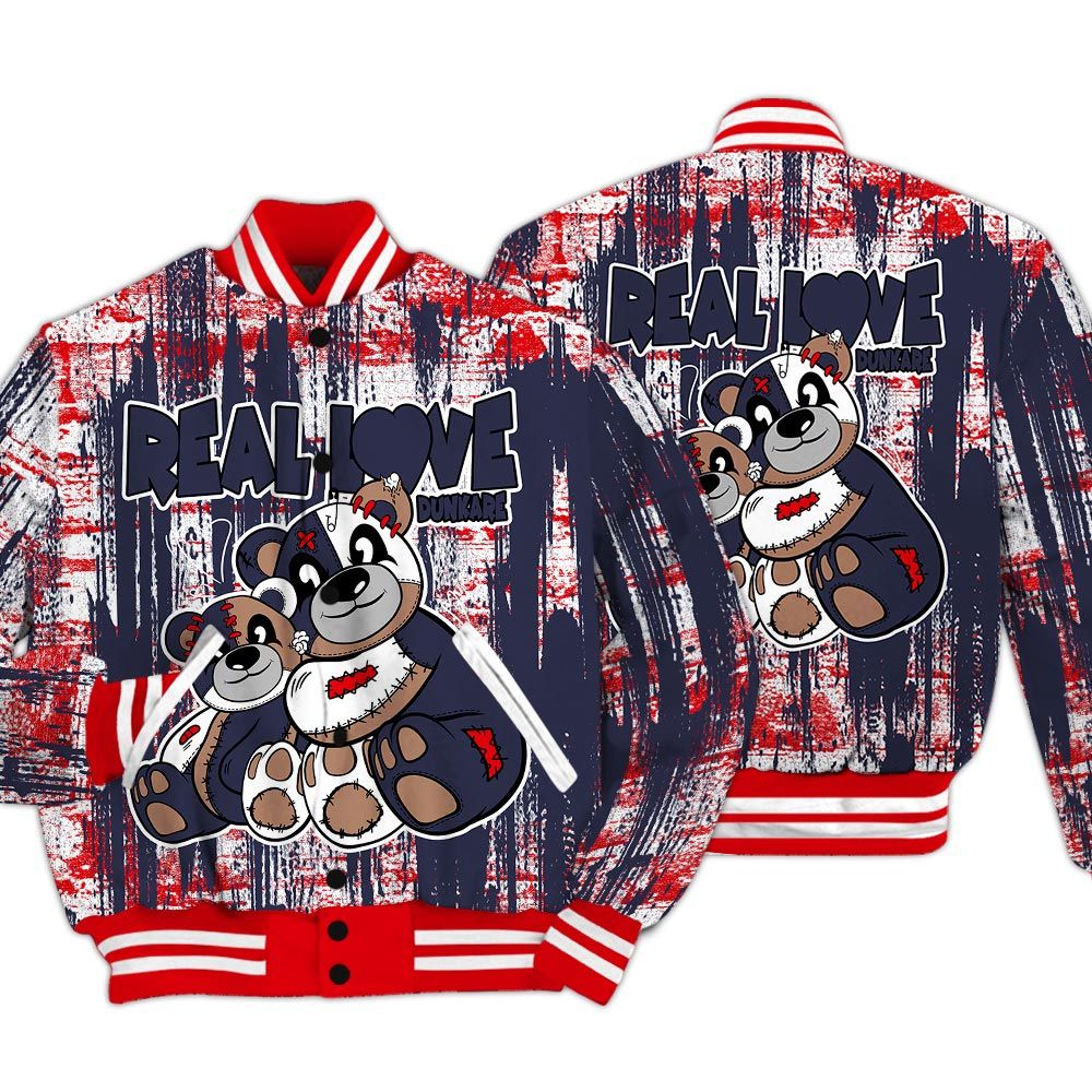 Varsity Jacket To Match Low OG Howard Bison 1s - Sincere Fondness Bear Glitch Art Varsity Jacket Unisex