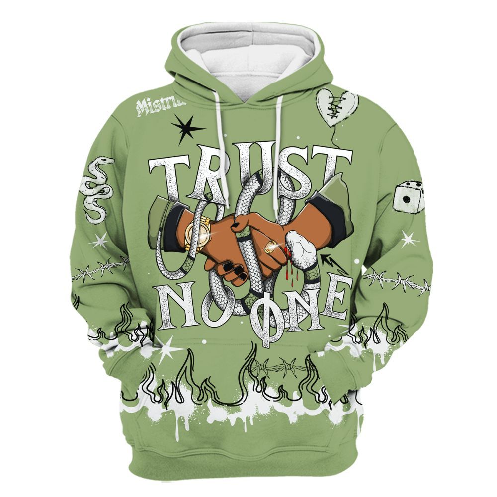 Hoodie To Match Oil Green 4s - Trust No One Snake-Bite Doodle Crayon All Over Print