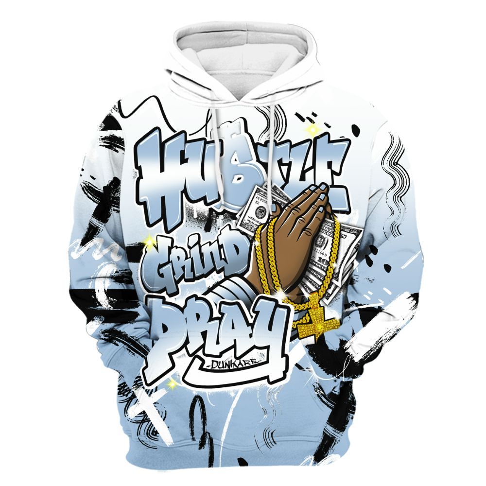 Hoodie To Match High University Blue 1s - Money Hustle Grind Pray All Over Print
