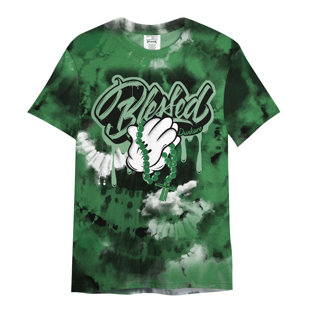 Shirt To Match Lucky Green 1s - God Blessed Tie Dye All Over Print