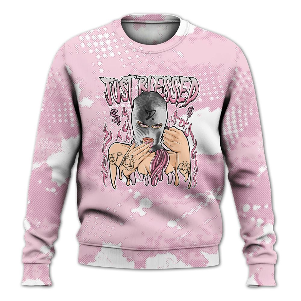 Sweatshirt To Match Orchid 4s - Blessed!! Smoke Dot All Over Print