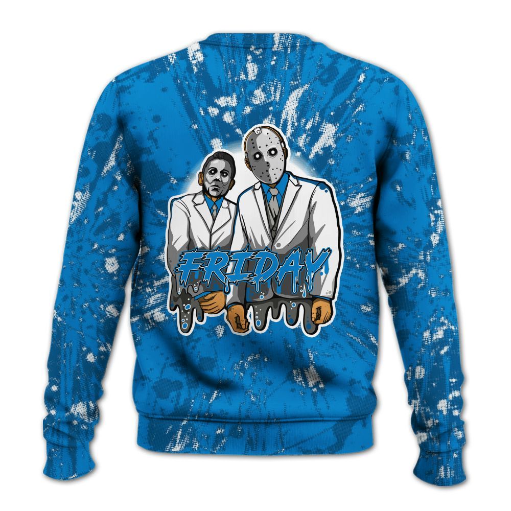 Sweatshirt To Match Military Blue 4s - Friday Halloween Graphic Luxury All Over Print
