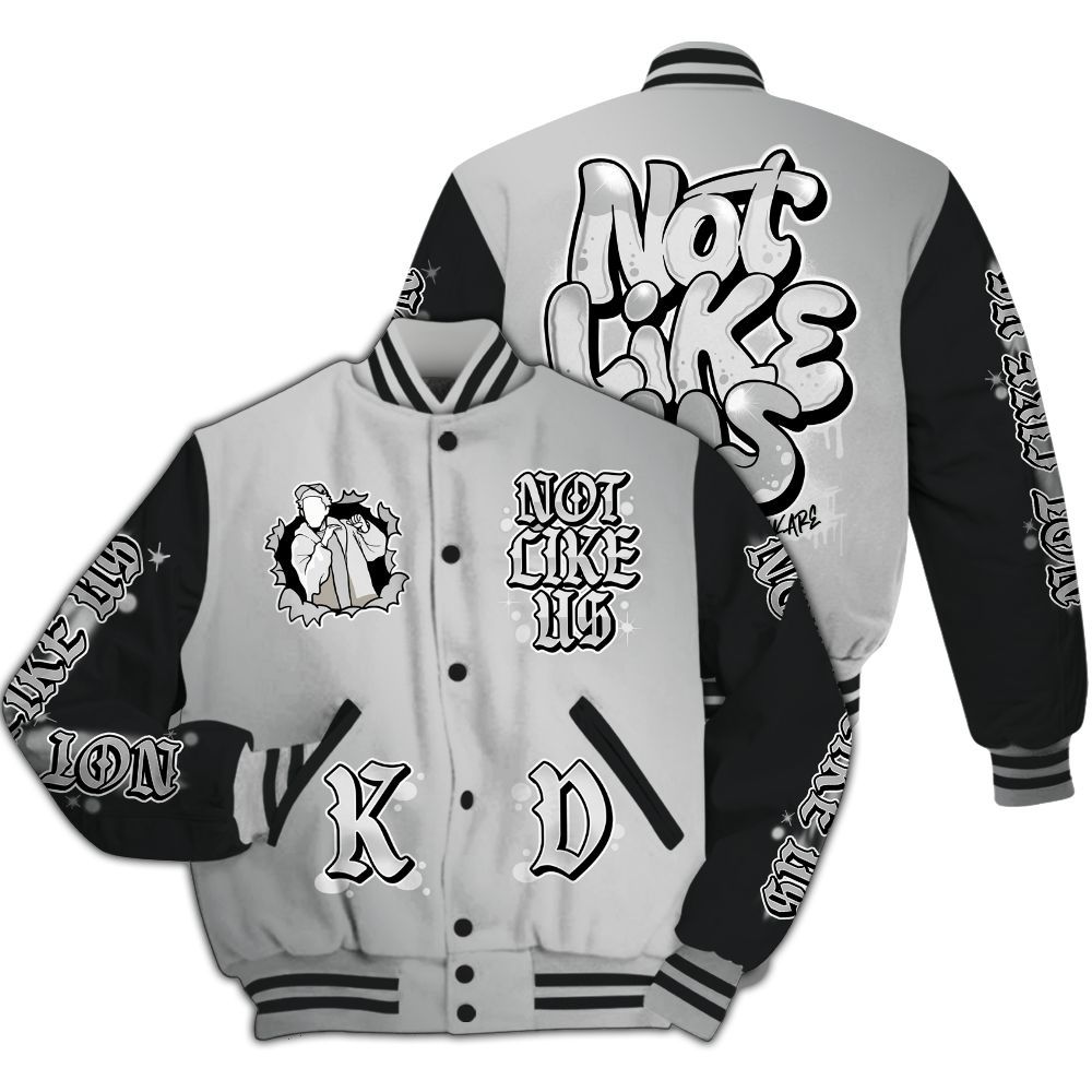 Varsity Jacket To Match Metallic Silver 14s - None Like Us Graphic All Over Print