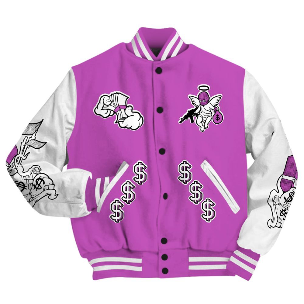 Varsity Jacket To Match Hyper Violet 4s - Ones Move In Silence Graphic All Over Print