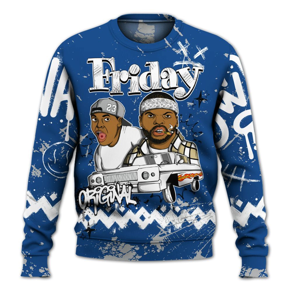 Sweatshirt To Match Air Ship Royal Blue - Friday Sneaker Crayon All Over Print