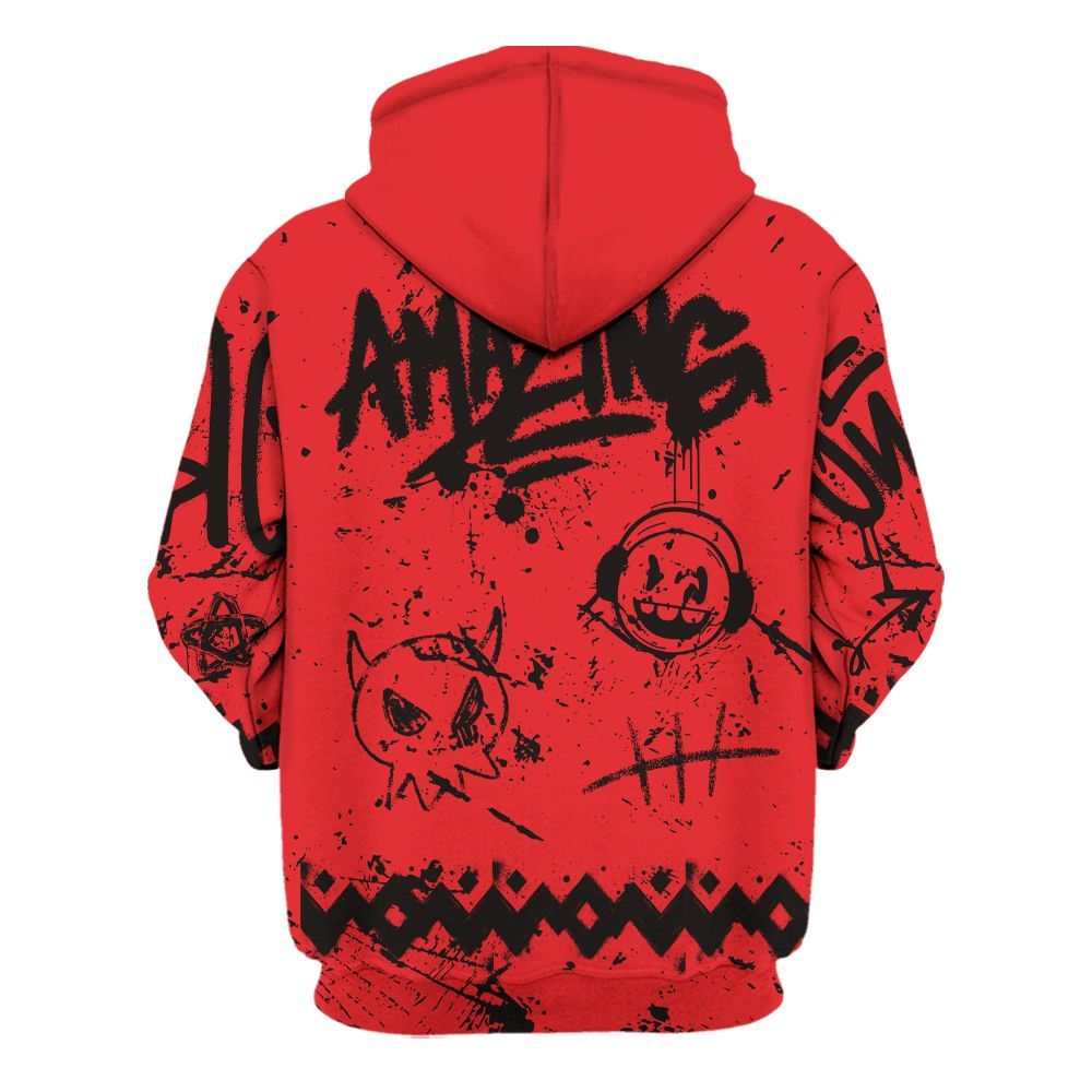 Hoodie To Match Chile Red 9s - Friday Sneaker Crayon All Over Print