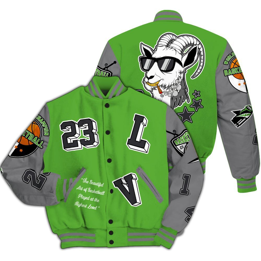 Varsity Jacket To Match Retro Green Bean 5s - The GOAT Got Em Streetwear All Over Print