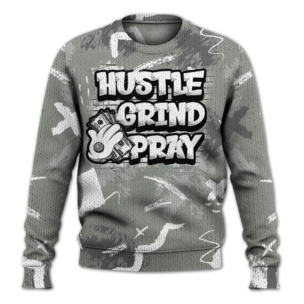 Knitted Sweater To Match Paris Cement Grey 4s - Hustle Grind Pray Retro