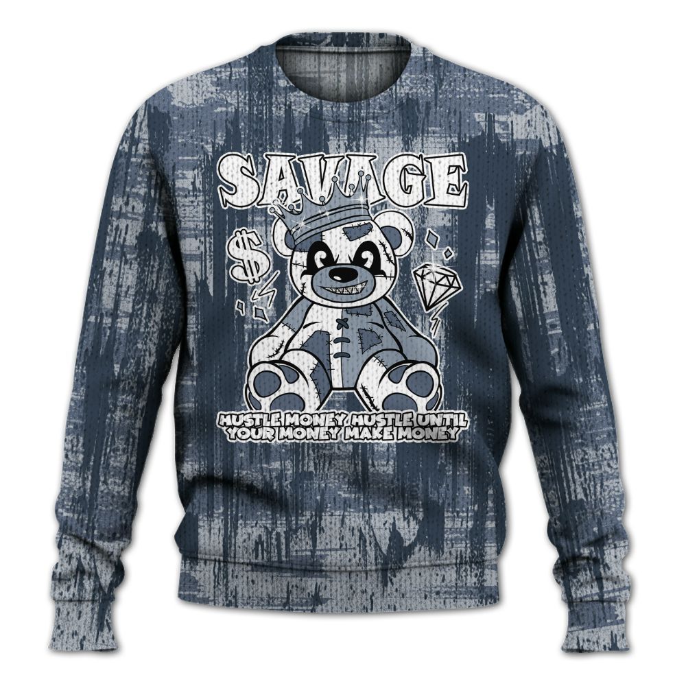 Knitted Sweater To Match Low Diffused Blue 11s - Savages Bear Glitch Art