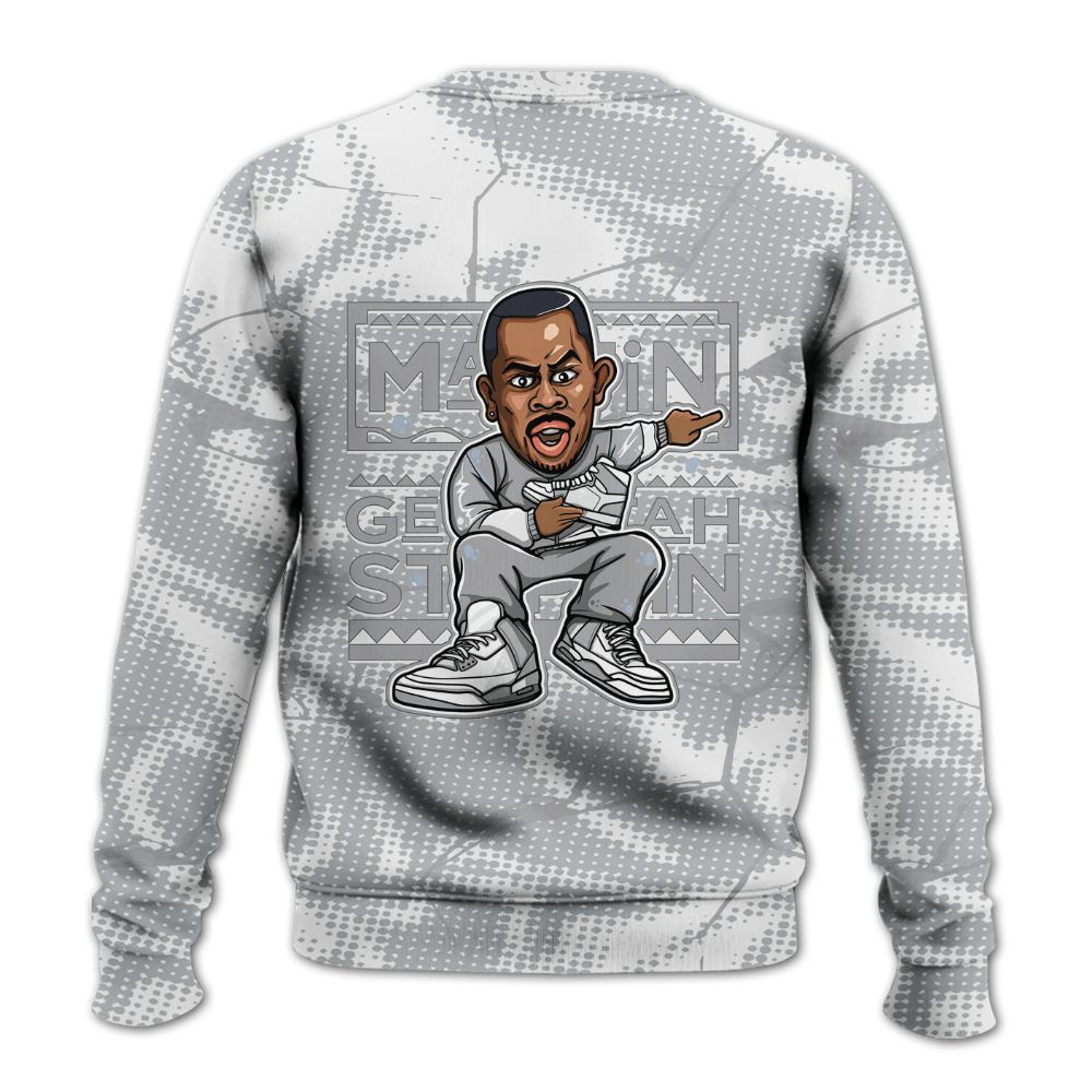 Sweatshirt To Match Low OG Wolf Grey 1s - Get Tag Sneakers Steppin' Graphic Crack All Over Print