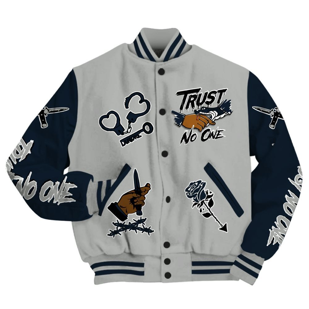 Varsity Jacket To Match Retro Georgetown 6s - Trust No One Dripping All Over Print