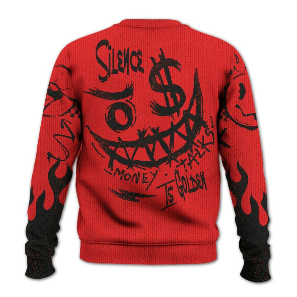 Knitted Sweater To Match Red Thunder 4s - Mouth Burning Street Style