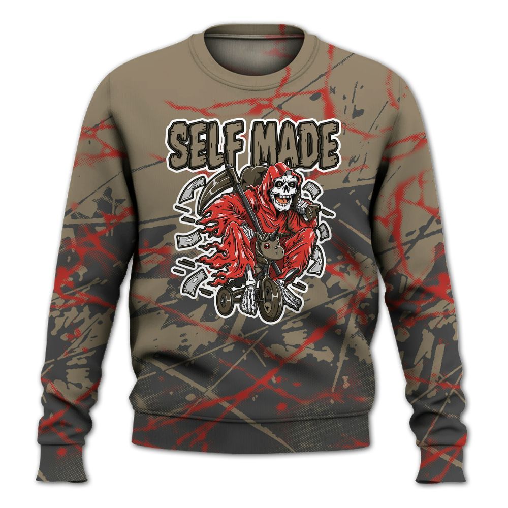 Sweatshirt To Match Olive 9s - Self Make Skeleton Profound All Over Print