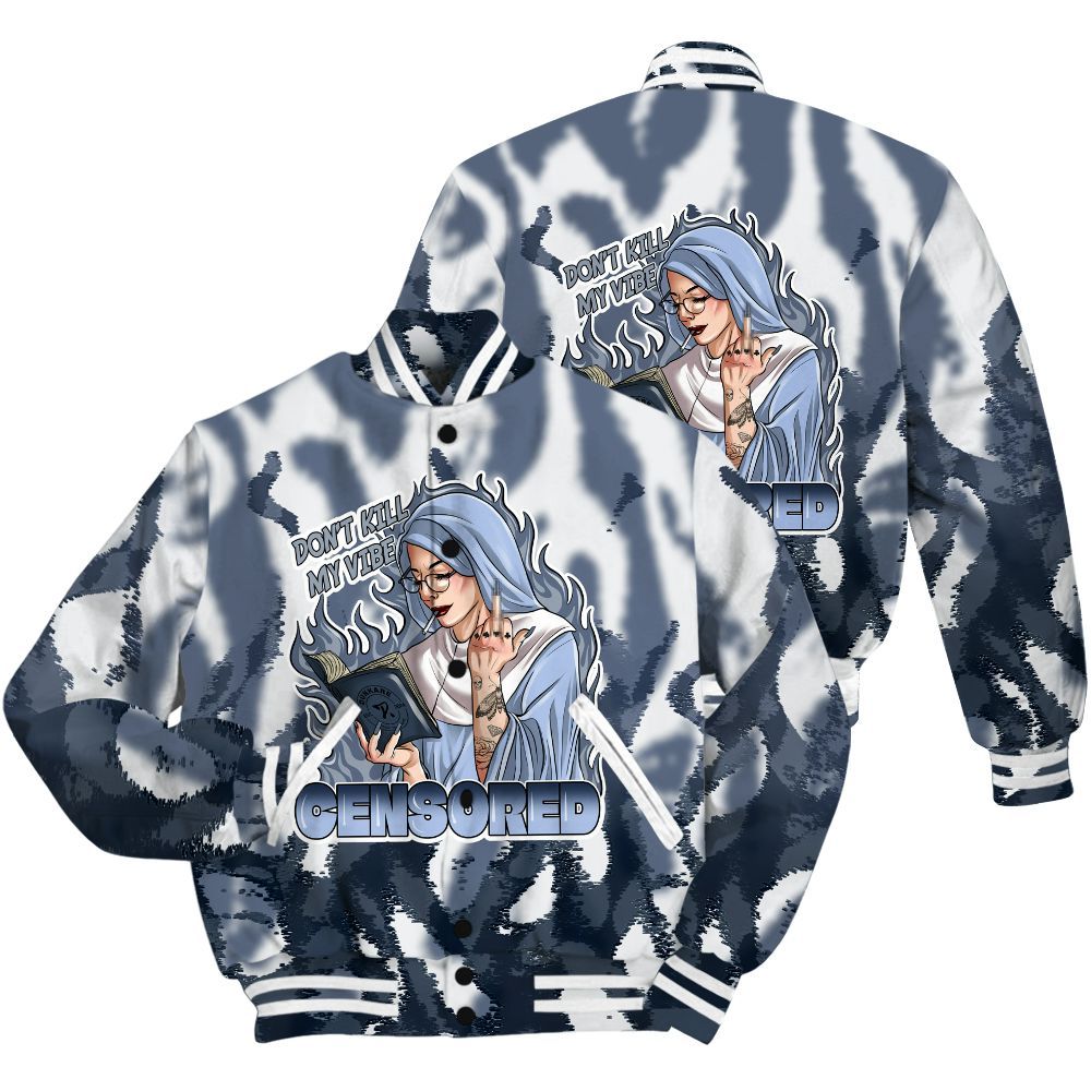 Varsity Jacket To Match Low Diffused Blue 11s Shirt - Censoredz Burn All Over Print