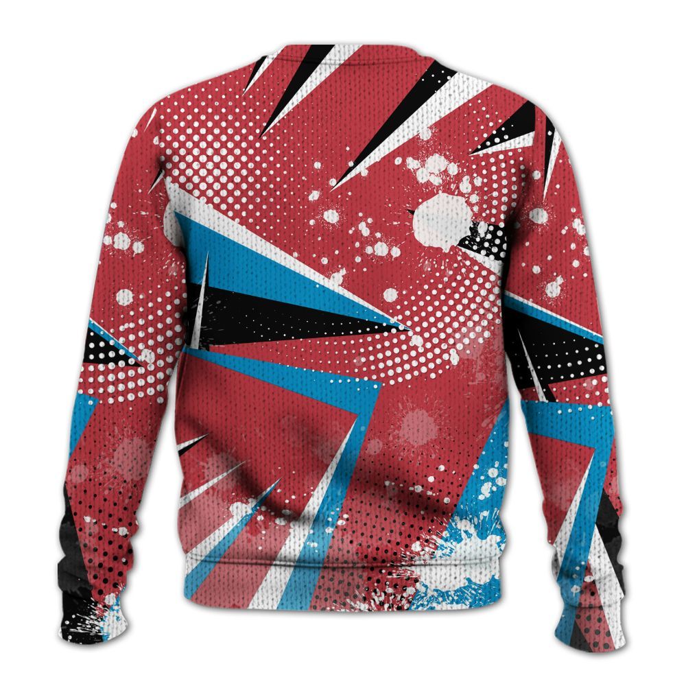 Knitted Sweater To Match High OG University Red Dark Powder Blue 1s - Poly Trust No One Dripping