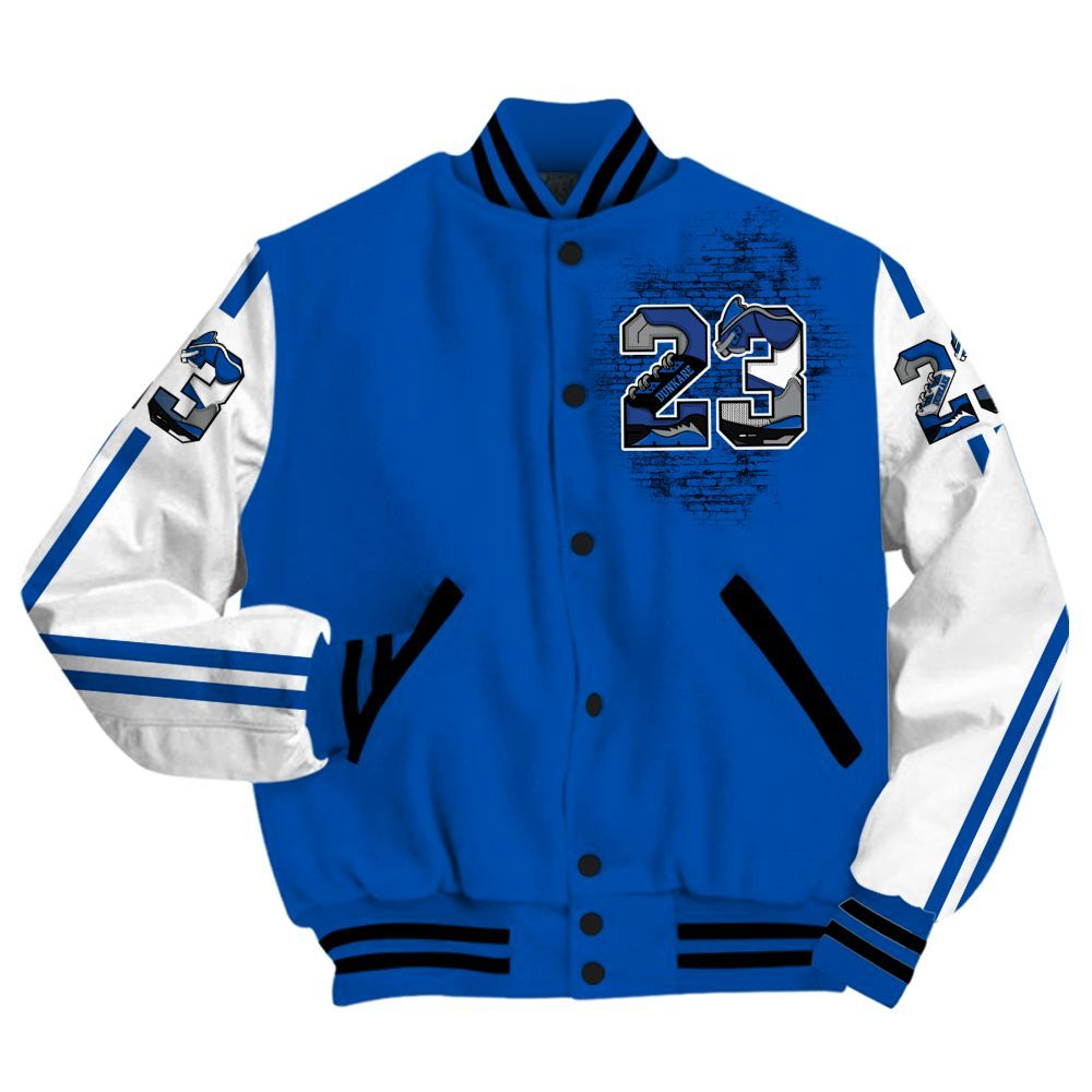 Varsity Jacket To Match Racer Blue 5s - Custom Name Number 23 5s All Over Print