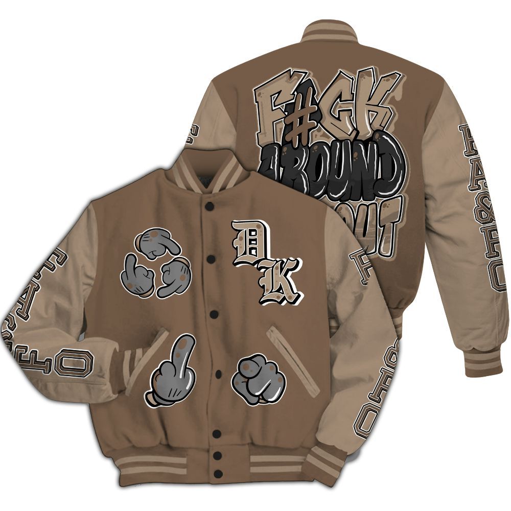 Varsity Jacket To Match Dark Mocha Jack - F Around Find Out Graphic All Over Print