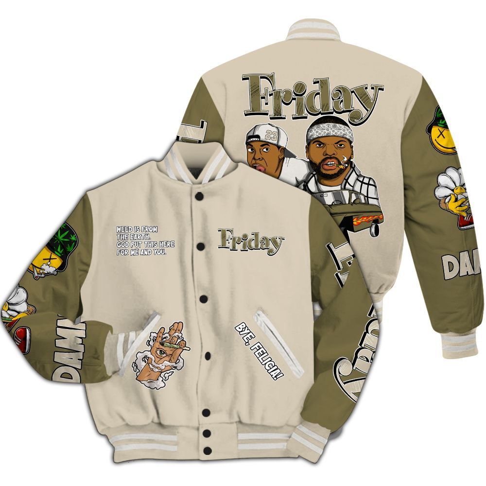 Varsity Jacket To Match Sail Neutral Olive 6s - Friday Sneaker Stress Style All Over Print