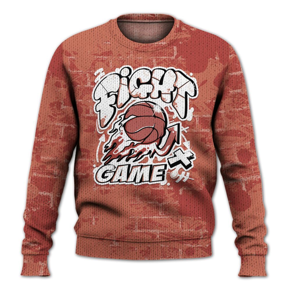 Knitted Sweater To Match Dune Red 13s - Fighter Games Graphic Street Art