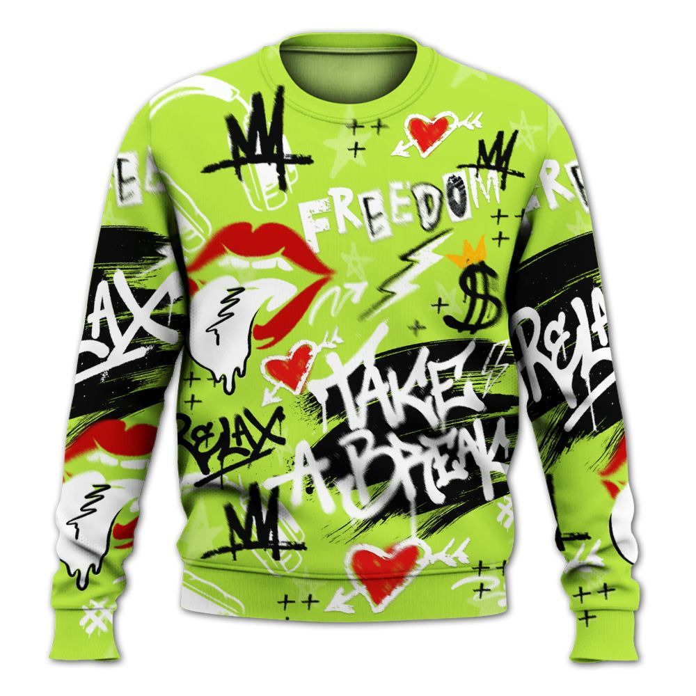 Sweatshirt To Match Air Force 1 Low Dance Volt - Take Break Freedom Graffiti Streetwear All Over Print
