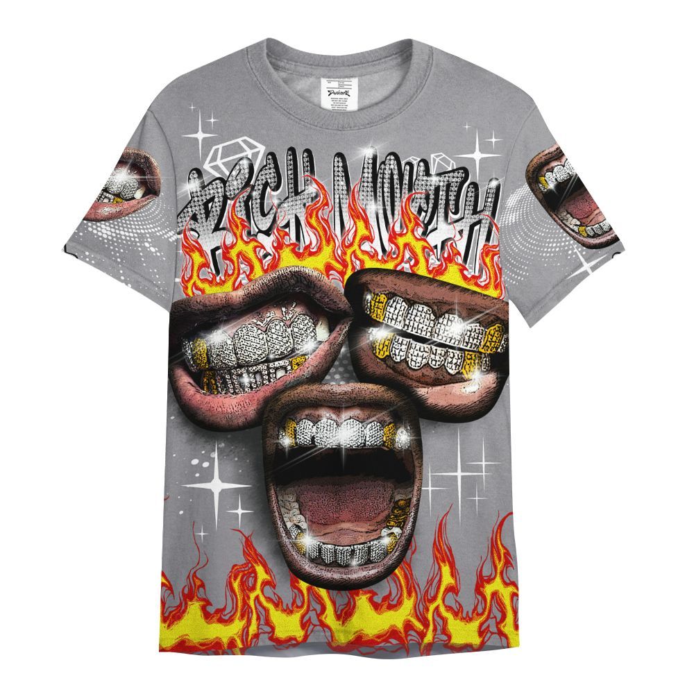 Shirt To Match Cement Grey 11s - Rich Mouth Fire Rap Retro 90s All Over Print