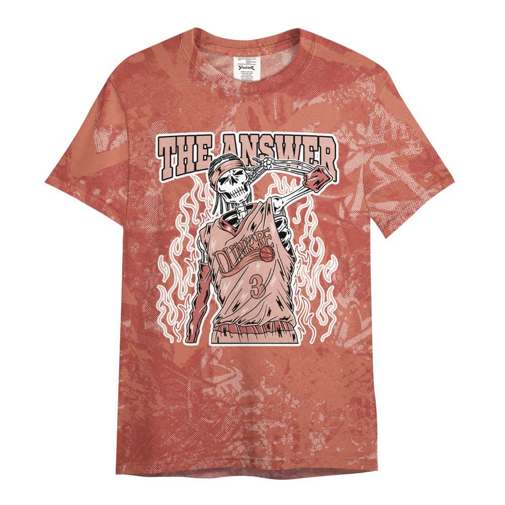 Shirt To Match Dune Red 13s - Allen Answer Skeleton Heart All Over Print