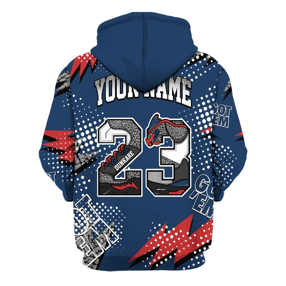Hoodie To Match SP Sport Royal 3s - Custom Name Number 23 5s All Over Print