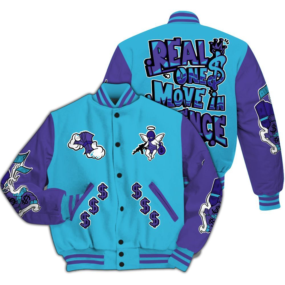 Varsity Jacket To Match Retro Aqua 6s - Ones Move In Silence Graphic All Over Print
