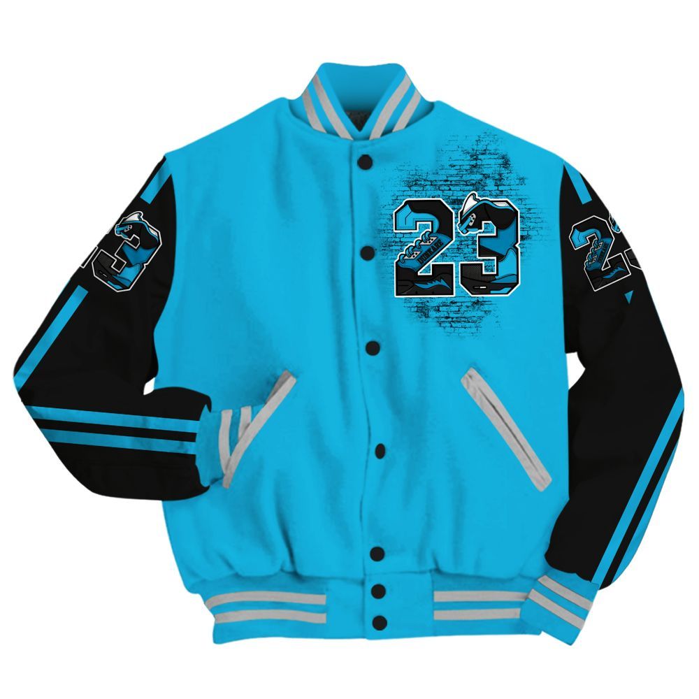 Varsity Jacket To Match Black University Blue 2026 14s - Custom Name Number 23 5s All Over Print