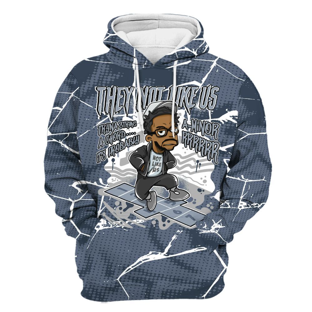 Hoodie To Match Low Diffused Blue 11s - Hopscotch Dislike Us Graphic Crack All Over Print