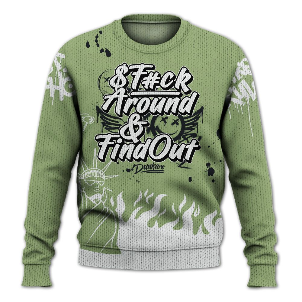 Knitted Sweater To Match Oil Green 4s - Graphic Fck Around Find Out