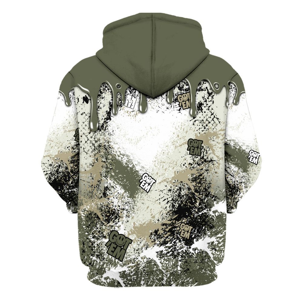 Hoodie To Match Low OG Medium Olive 1s - Dripping 23 Drip All Over Print