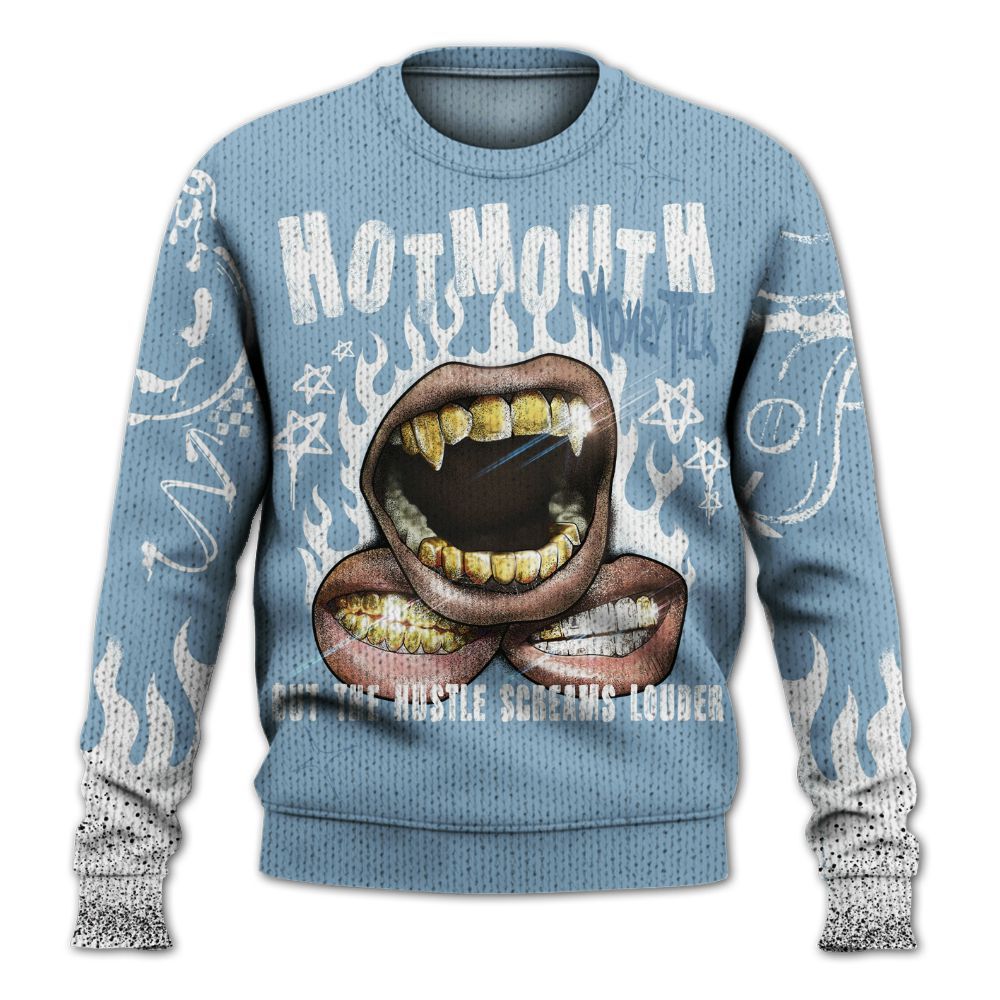 Knitted Sweater To Match High University Blue 1s - Mouth Burning Street Style