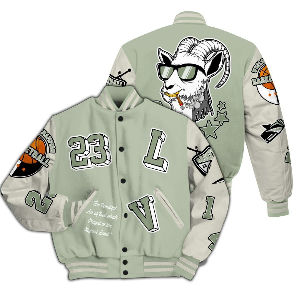 Varsity Jacket To Match Seafoam Sail 4s - The GOAT Got Em Retro Graphic All Over Print