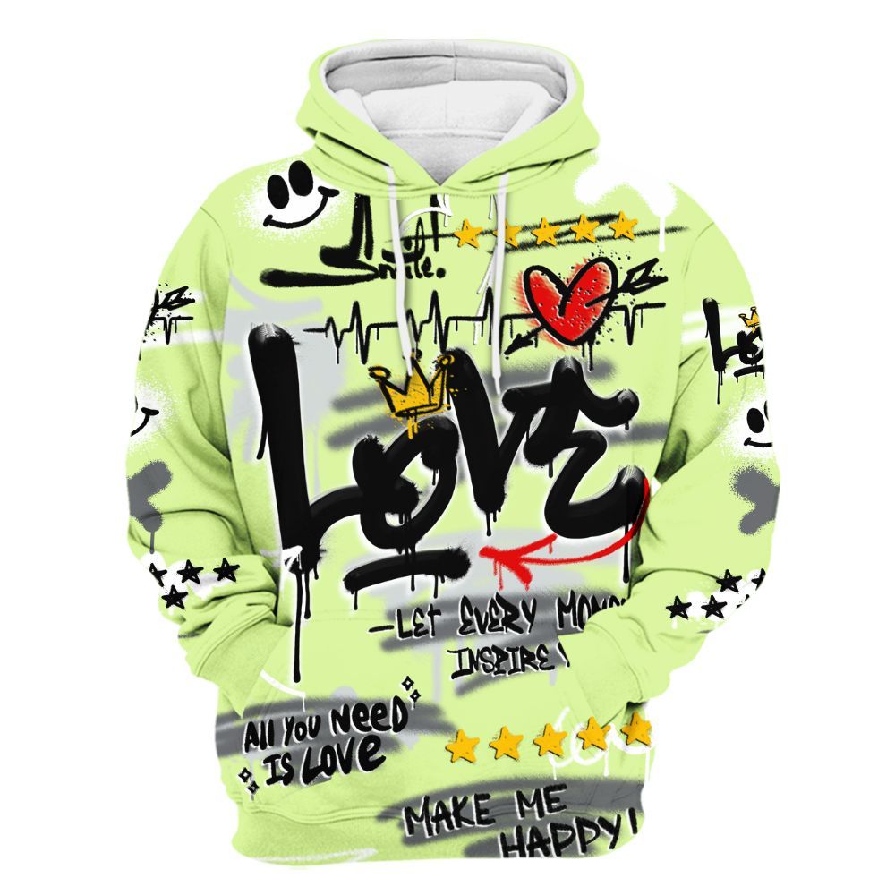 Hoodie To Match Smoke Grey Volt TR 1s - Happy Love Beats Graffiti Streetwear All Over Print