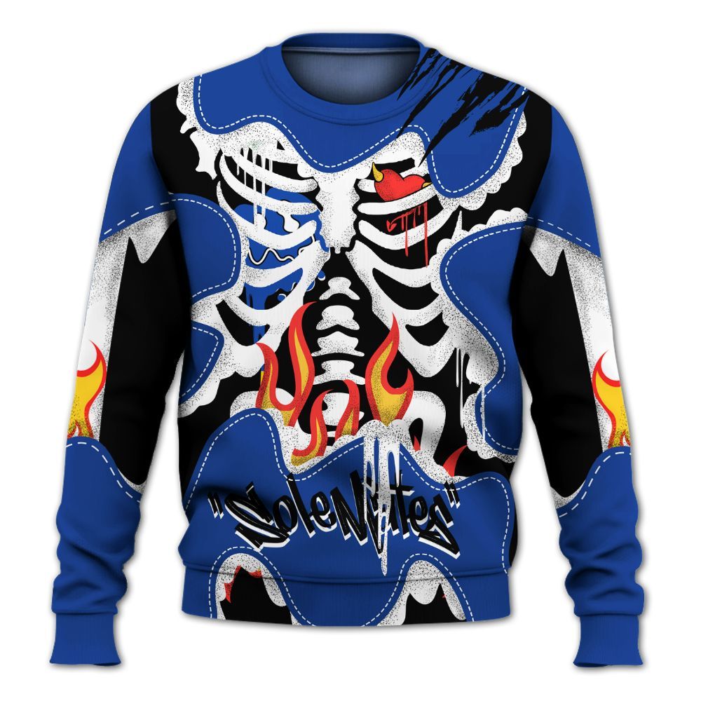 Sweatshirt To Match Air Foamposite One Royal - Skeleton Burning Heart Drip All Over Print