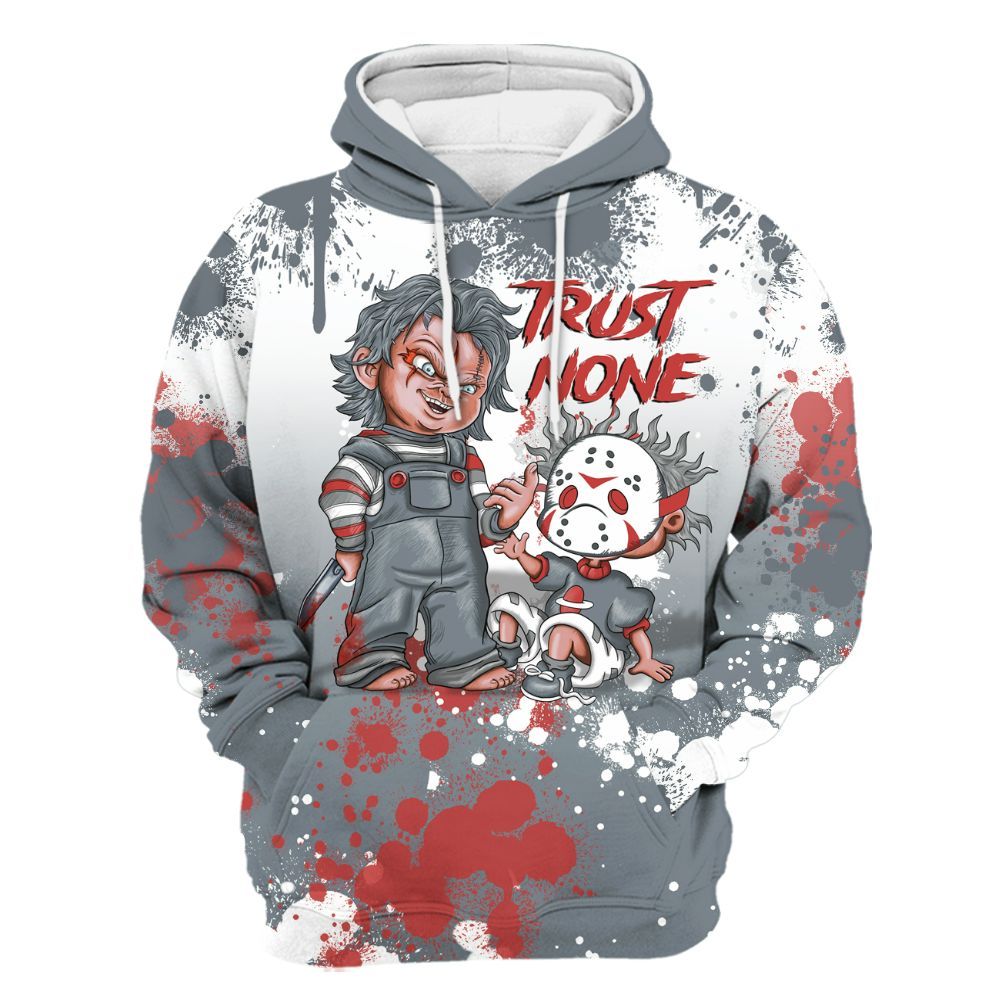 Hoodie To Match Wolf Grey 13s - Trust No One Scary All Over Print