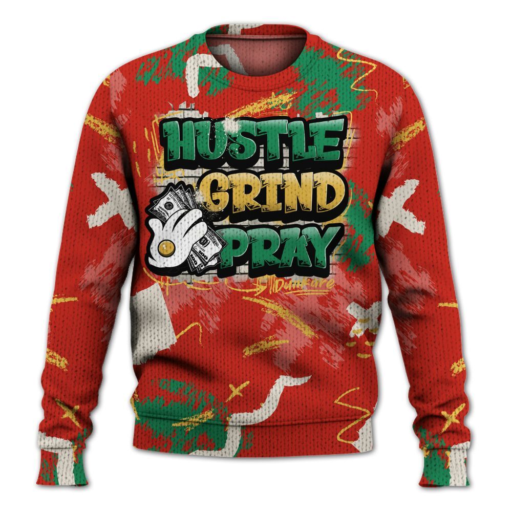 Sweater To Match Retro El Vuelo 3s Shirt, Hustle Grind Pray Graphic Street Style Graphic