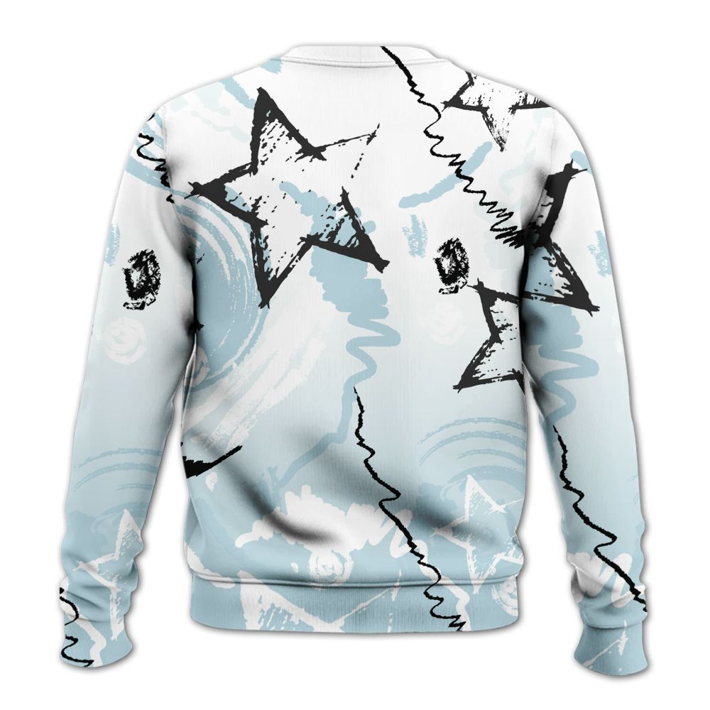 Sweatshirt To Match Mid Ice Blue 1s - Grind Shine Later Drip All Over Print
