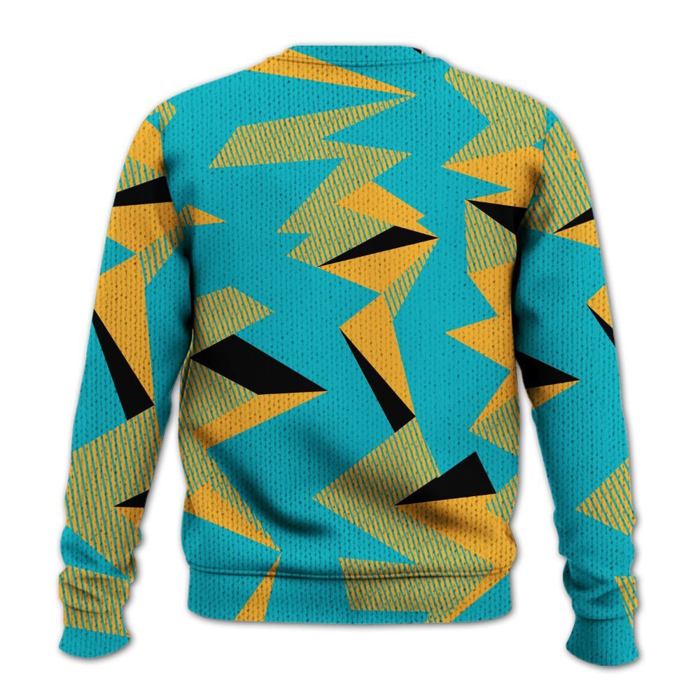 Knitted Sweater To Match Retro Aqua 5s - Geometric Camouflage Pattern