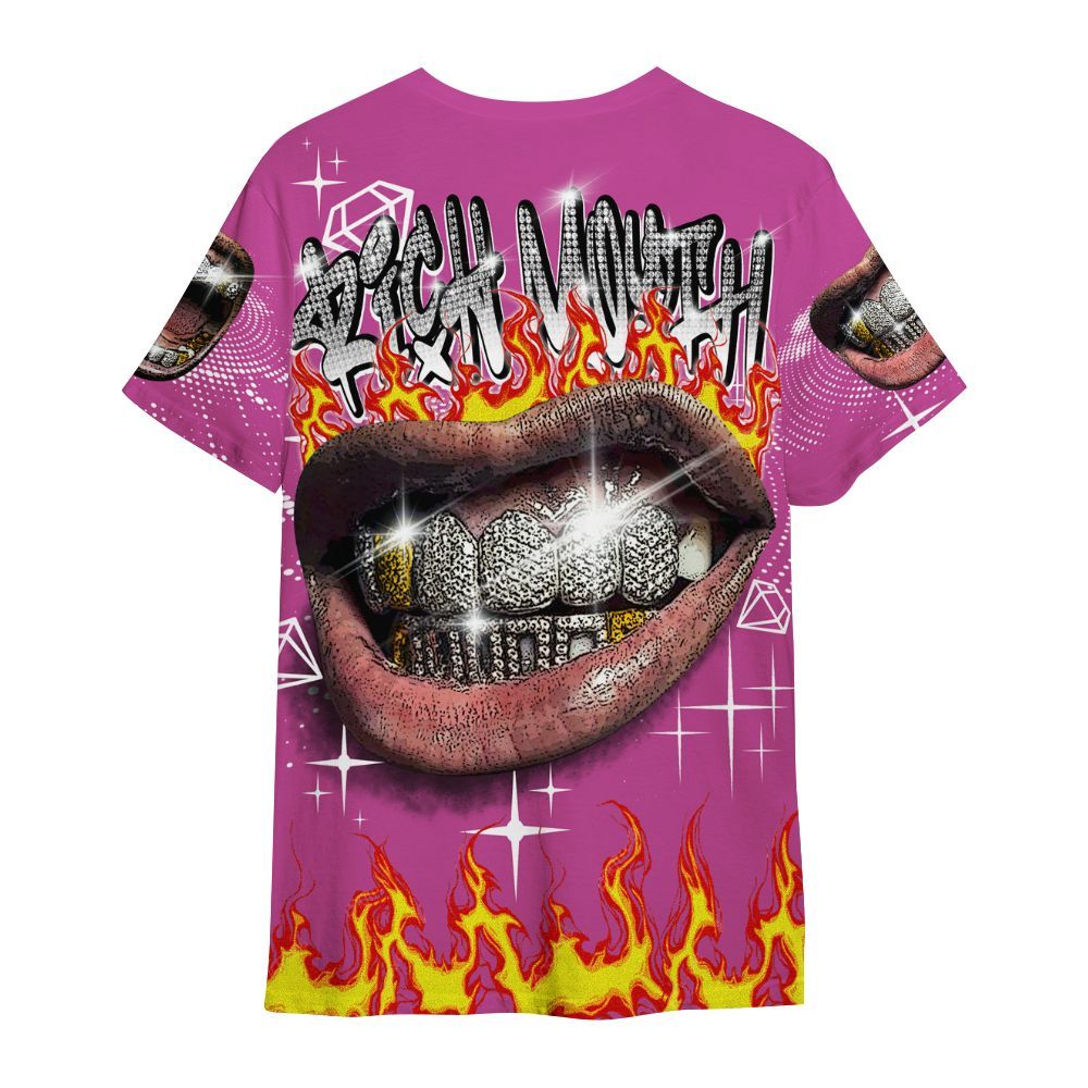Shirt To Match Dunk Low Active Fuchsia - Rich Mouth Fire Rap Retro 90s All Over Print